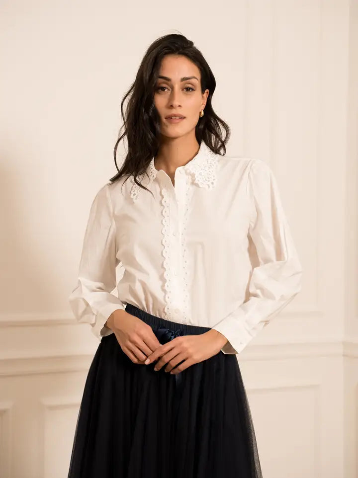 Rosalie Shirt with Embroidered Collar