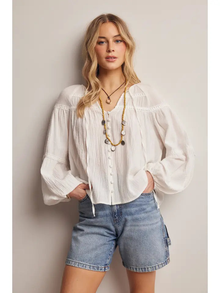 Tessa Textured Peasant Blouse
