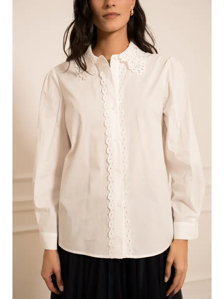 Rosalie Shirt with Embroidered Collar