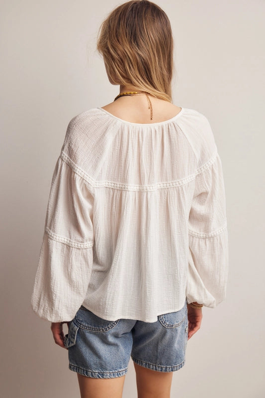 Tessa Textured Peasant Blouse