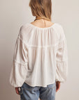Tessa Textured Peasant Blouse