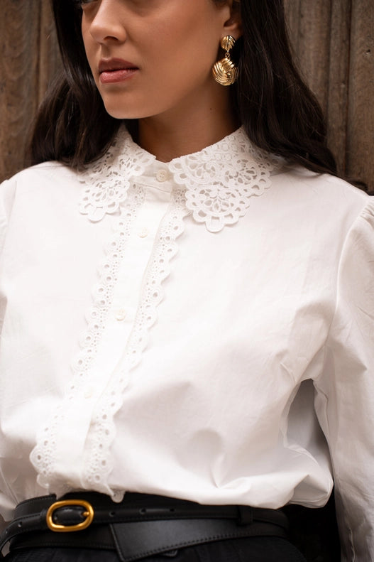 Rosalie Shirt with Embroidered Collar