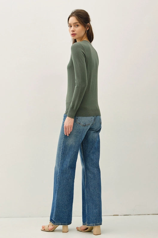 Viscose Crew Neck Soft Knit Sweater