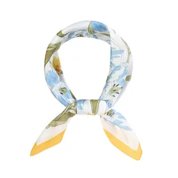 Lulu Floral Pattern Square Satin Scarf