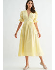 Elena Eyelet Puff Sleeve Midi Dress