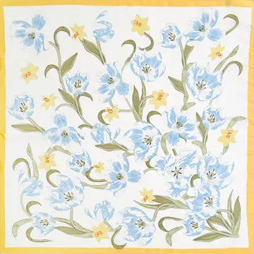 Lulu Floral Pattern Square Satin Scarf