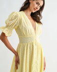 Elena Eyelet Puff Sleeve Midi Dress
