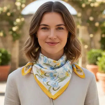 Lulu Floral Pattern Square Satin Scarf