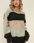 Sora Grey Striped Sweater- FINAL SALE ITEM