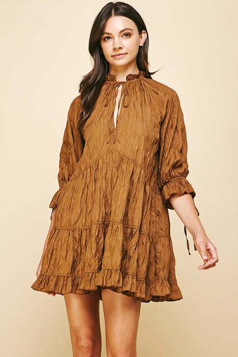 Crinkled Mini Dress
