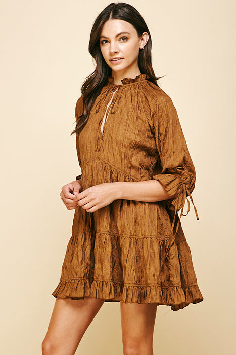Crinkled Mini Dress