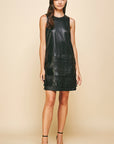 Fringe Leather Mini Dress