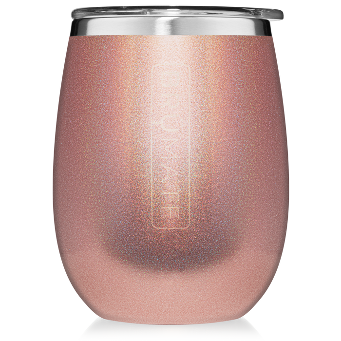14oz Wine Tumbler - Glitter Rose Gold