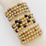 Gold Marbled Round Bead Stretch Accent Bracelet