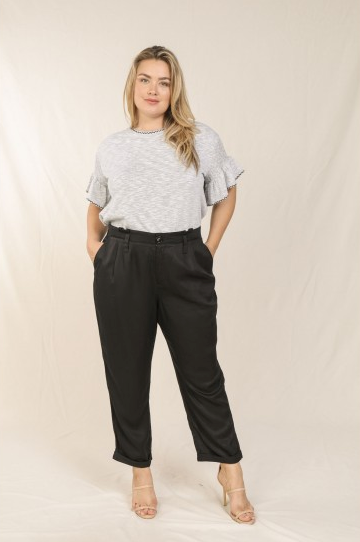 Black Paper Bag Pant - Plus Size- FINAL SALE ITEM