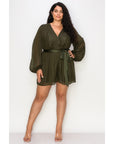 Long Sleeve Romper- Plus Size - Final Sale Item