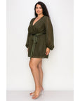 Long Sleeve Romper- Plus Size - Final Sale Item