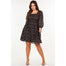 Chiffon Ditsy Floral Long Sleeve Flare Dress - Plus Size