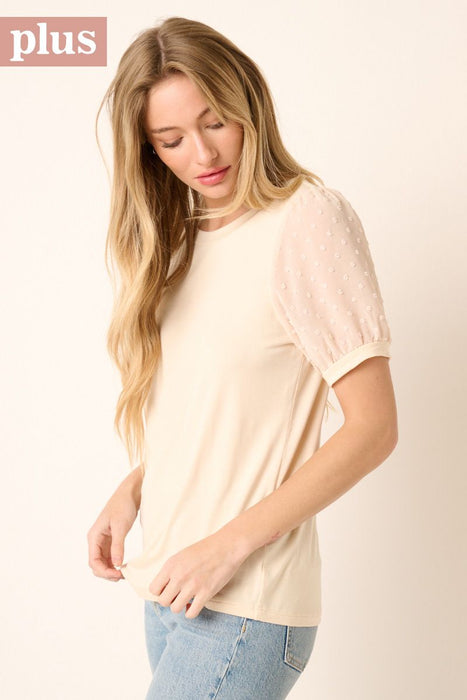 Hannah Swiss Dot Puff Sleeve Blouse - Plus Size