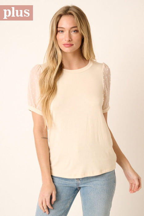 Hannah Swiss Dot Puff Sleeve Blouse - Plus Size